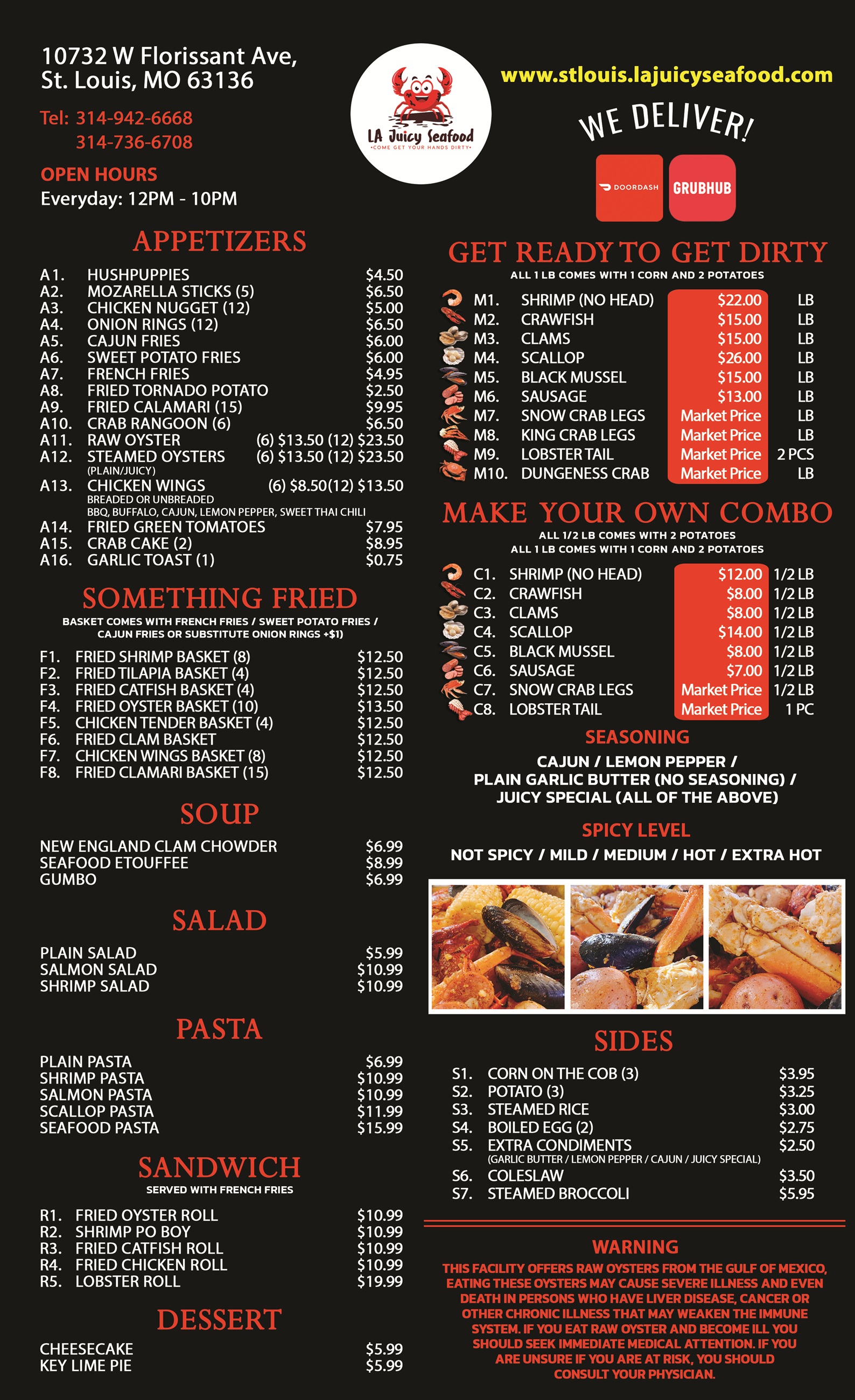 La Juicy Seafood Menu